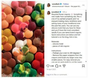 Pre ešte viac inšpirácie, ako využiť voskovky, sa pozrite na tento kreatívny nápad od Woodlark na Instagrame.