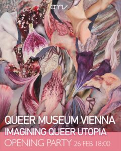 Plagát k výstave Imagining Queer Utopia v Queer Museum Vienna s detailom maľby Pawla Matyszewskeho
