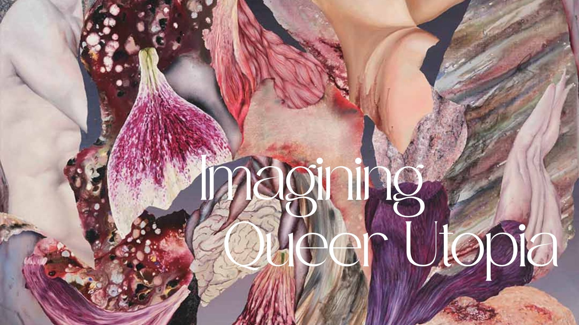 Titulná fotka k blogu Martiny Strakovej o výstave Imagining Queer Utopia, graficky upravená v Canva s motívom Pawla Matyszewskeho